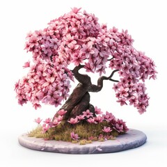 3D Sakura tree figure. Exotic Japanese blossom floral plant. Generative AI technology.