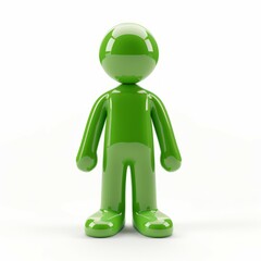 3D icon human stick figure. Green color. Social media user profile concept. Generative AI technology.	 
