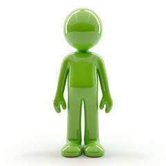 Stick figure 3D icon. Green color. Avatar user profile concept. Generative AI technology.