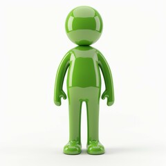 3D icon human stick figure. Green color. Social media user profile concept. Generative AI technology.