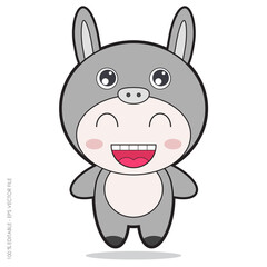 animals character with donkey vector
