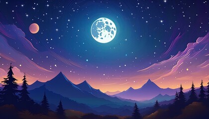 Moon night star background art painting isolated texture 