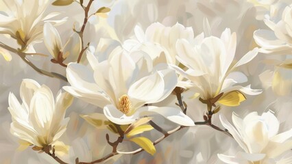 Brushstrokes of creamy white magnolias