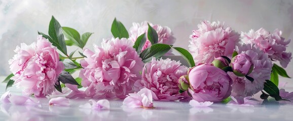 Admire The Elegance Of Pink Peony Flowers Arranged On A Pristine White Table, Leaving Ample Space For Your Thoughts, Background HD For Designer 
