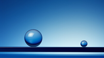 Two blue spheres on a blue background