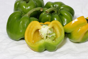 sweet green bell pepper, isolated on white background, clipping path, full depth of field, paprika