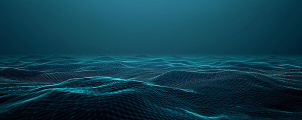 Ocean floor gradient from dark navy to teal in a deep-sea abstract wireframe mysterious  calming