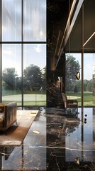 Fototapeta premium Realistic golf course inside of a mansion made of Synthetic grass, generative ai