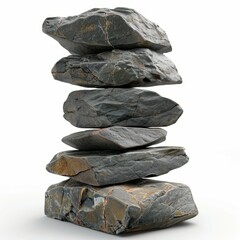 Stones balance tower isolated on white background. Peace and harmony meditation soul concept. Generative AI technology.	
