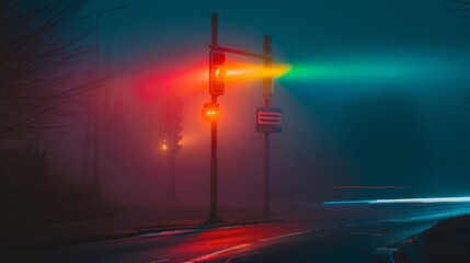 a traffic lights on a street at night