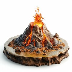 Volcanic mountain 3D cartoon model. Generative AI technology.	
