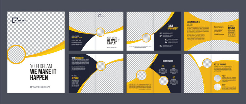 construction renovation handyman home repair brochure design template, profile, annual reports, magazine, business proposal vector. 