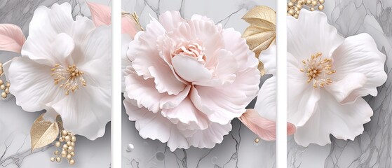 Elegant Collection of White and Pink Blossoms with Decorative Elements