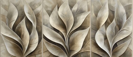 Abstract Leaf Wall Hanging with Textured Metallic Finish