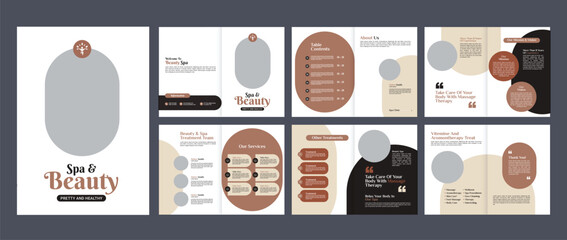 

spa and beauty saloon brochure design template, minimal beauty relax massage booklet brochure cover design 