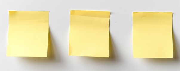 Fototapeta premium Three blank sticky notes on a white background