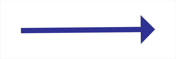 Fototapeta premium Straight long arrow, left thin line, blue cursor, horizontal element, thick pointer vector icon isolated on white background. Simple illustration
