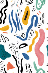 abstract modern colorful shapes brush with texture,  seamless pattern background design for textile, print media, poster wallpaper, social media, packaging.	
