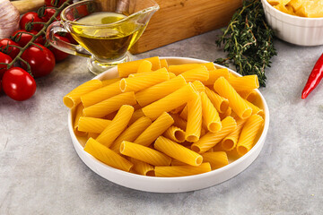 Italian cuisine - dry tortiglioni pasta