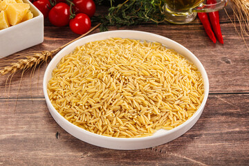 Italian raw dry pasta risoni