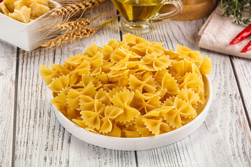 Raw dry Italian pasta - farfalle