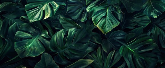 Dark Green Tropical Leaf Group Background Offers A Panoramic View Of Nature'S Lush Beauty, Stirring The Soul With A Sense Of Awe And Reverence, Background HD For Designer 