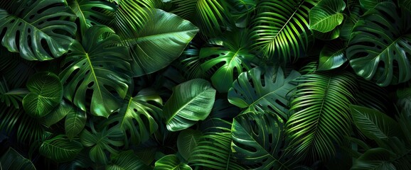 Dark Green Tropical Leaf Group Background Offers A Panoramic View Of Nature'S Lush Beauty, Stirring The Soul With A Sense Of Awe And Reverence, Background HD For Designer 