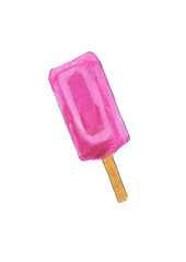 strawberry ice cream isolated on white