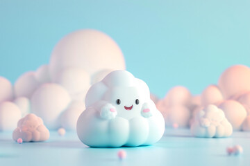 3d fluffy cloud cartoon style pattern, clouds 3D rendering