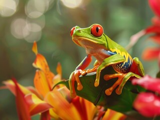 a green frog on a leaf