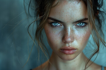 Jeune femme avec un regard intense