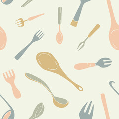 Spoon and Fork Seamless Pattern Vector illustration Design