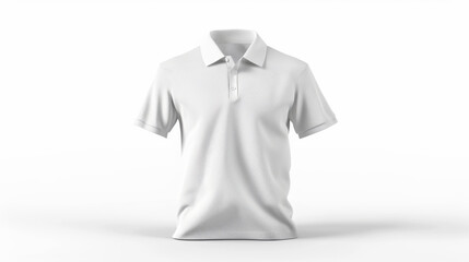 3d illustration, white polo shirt, front perspective, on white background