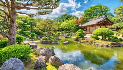 Fototapeta premium 広々とした日本庭園