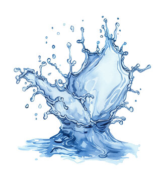 recommend clip art: blue water splash watercolor digital painting good quality