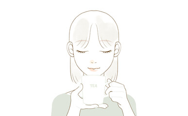紅茶を飲んでる女性（ティータイム）