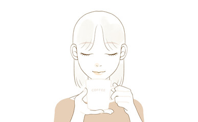 コーヒーを飲んでる女性（コーヒータイム）