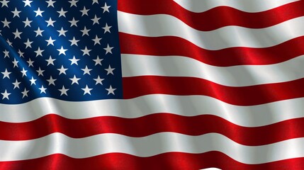 Obraz premium The American flag waves prominently in the wind