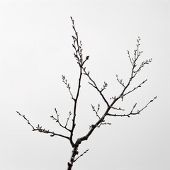 Bare Tree Branches Silhouette Against Overcast Sky Minimalist Photo
