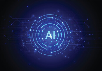 Obraz premium Artificial intelligence chipset on circuit board in futuristic concept technology artwork for web, banner, card, cover. Vector illustration