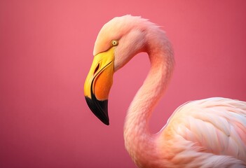 a close up of a flamingo