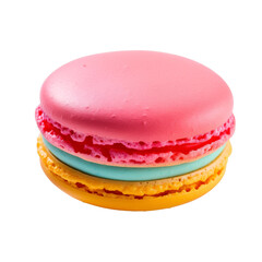 Colorful and delicious macaron isolated on transparent background.