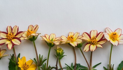 Obraz premium Floral Enclosure: Bidens Alba Flowers Set on Paper