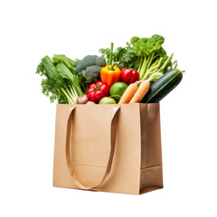 Fresh and healthy vegetables in a brown paper bag.