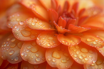 Crisp macro photo of a fiery orange marigold, detailed petal textures against a soft background. AI generated.