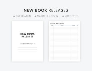 Printable New Book Releases Tracker Template, Upcoming Book List, Early Releases Logbook