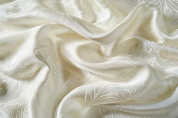 Fototapeta premium Realistic white silk pictures Printed with exquisite Thai patterns represents luxury