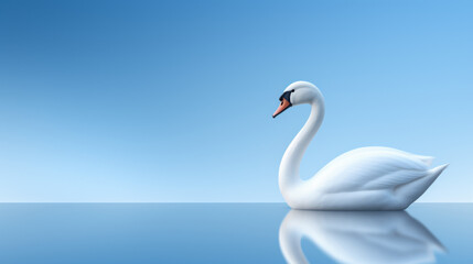 Obraz premium A white swan is swimming in a lake
