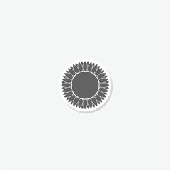 Sunflower simple icon sticker isolated on gray background