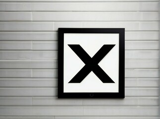 X sign in the white wooden wall with Copy Space